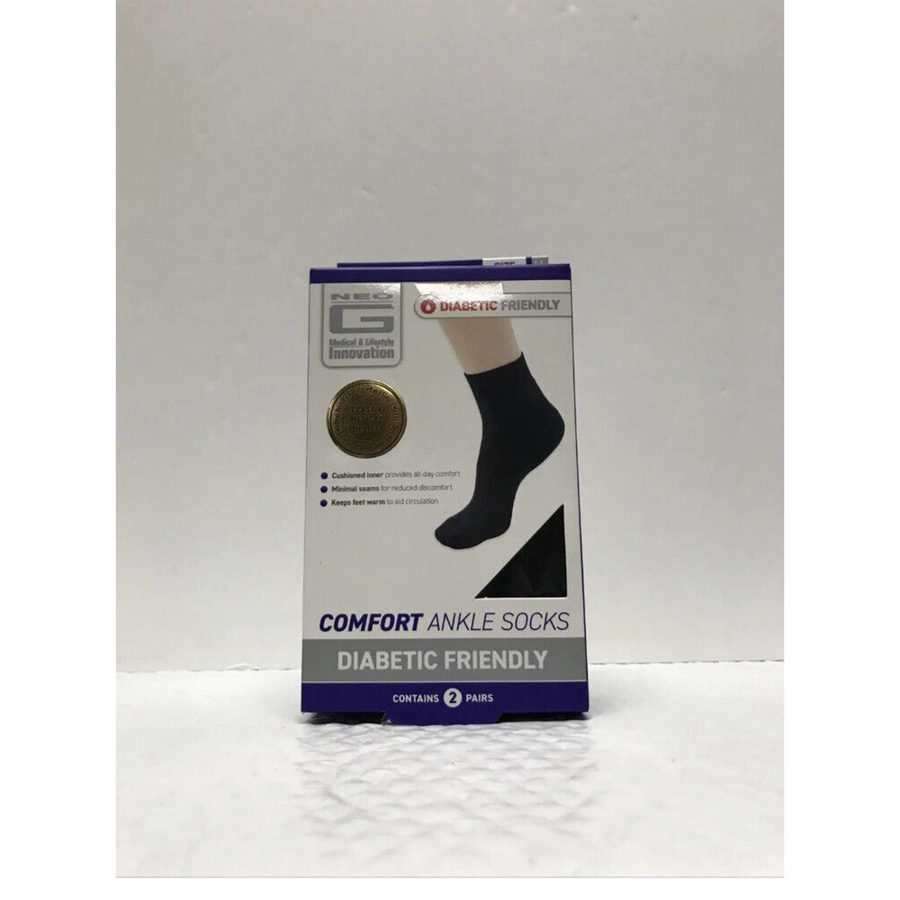 NeoGMedical & Lifestyle Comfort Ankle Socks Diabetic Friendly - 2 Pairs - S|M